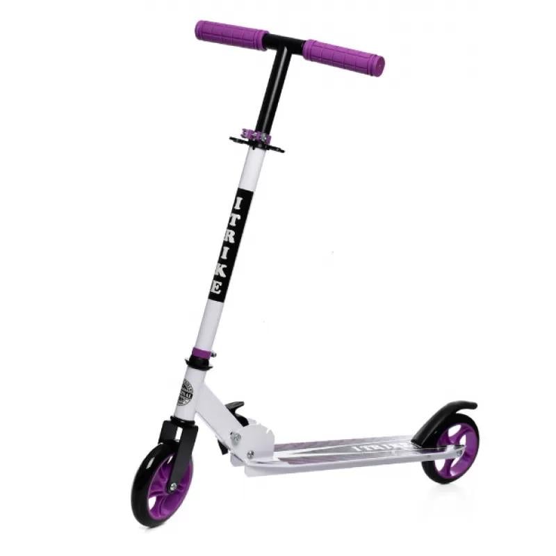 Самокат детский iTrike двухколесный складной Белый/Фиолетовый (SR2 005 WV)