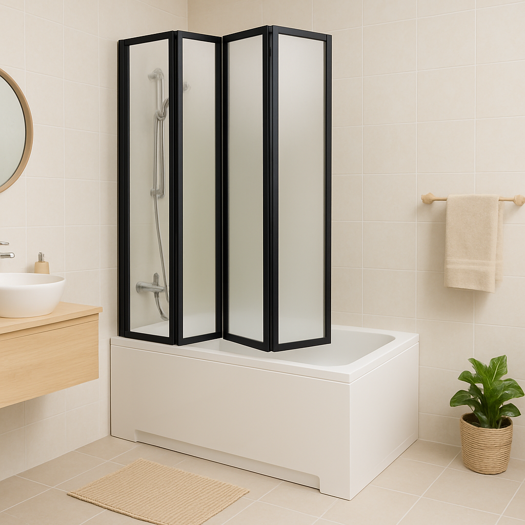 Штора на ванну Insana TIFFANI P алюмінієвий профіль гармошка пластик матовий 140х110 см Black (А0057707)