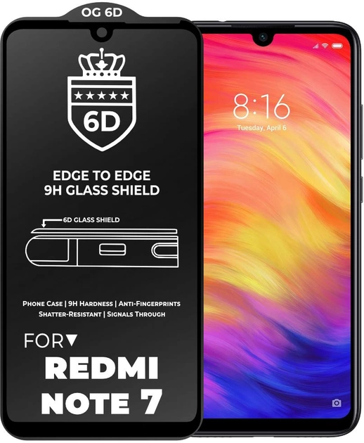 Защитное стекло 6D для Redmi Note 7 противоударное Защитное стекло 6D для Redmi Note 7 противоударное