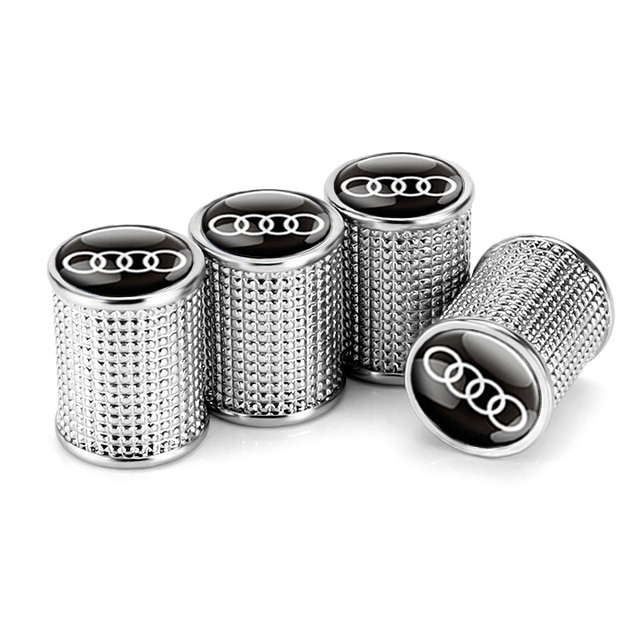 Набір ковпачків на ніпель SUNROZ Caps для автомобіля Audi Lux метал 4 шт. Silver (A67515)