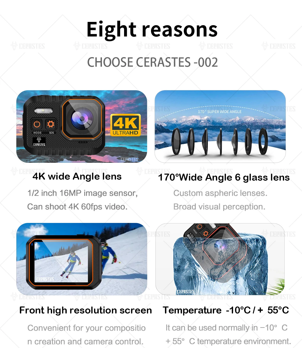 Экшн-камера Viran Cerastes 4K 60FPS IP68 и кейс - фото 7