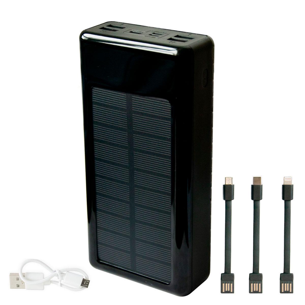 Повербанк на солнечной батарее с Micro USB/Lightning/Type-C Solar Power Bank UKC 20000 mAh Чорний (1009619-Black)