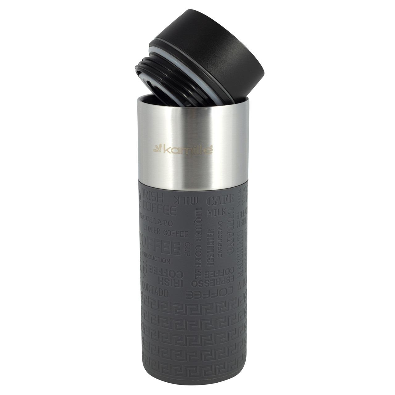Термокружка Kamille KM-2098-GR 420 мл Серый (13729449) - фото 2 Термокружка Kamille KM-2098-GR 420 мл Серый (13729449) - фото 2