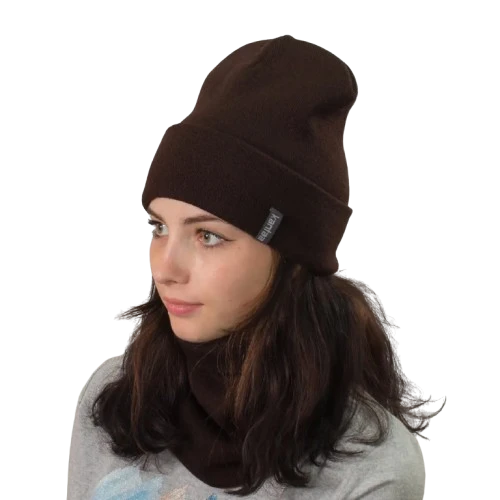 Комплект жіночий демісезонний шапка зі снудом One Size Коричневий (28523837)