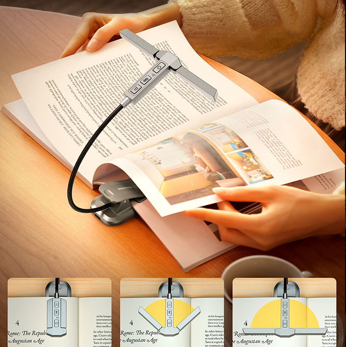 Лампа для читання GLOCUSENT GL023 міні-потрійна Gray (2644993472) - фото 8