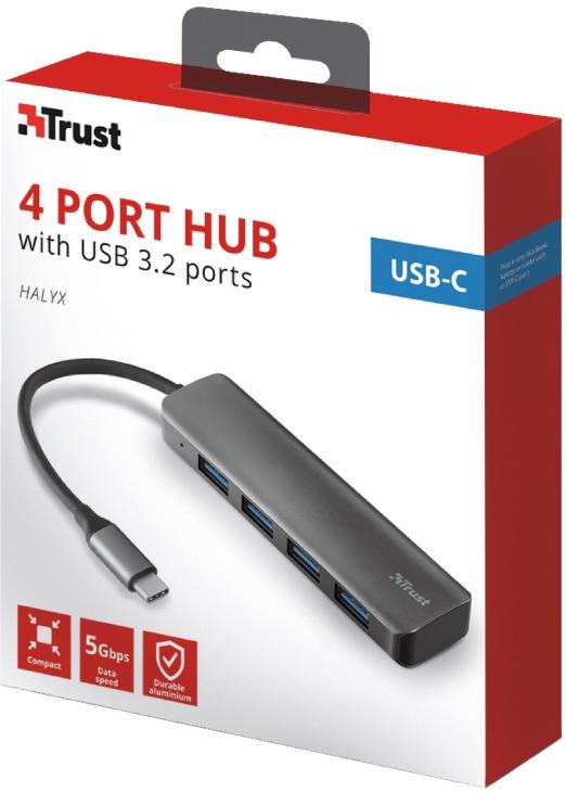 Концентратор Trust Halyx Aluminium USB-C to 4-Port USB-A (8675530) - фото 2