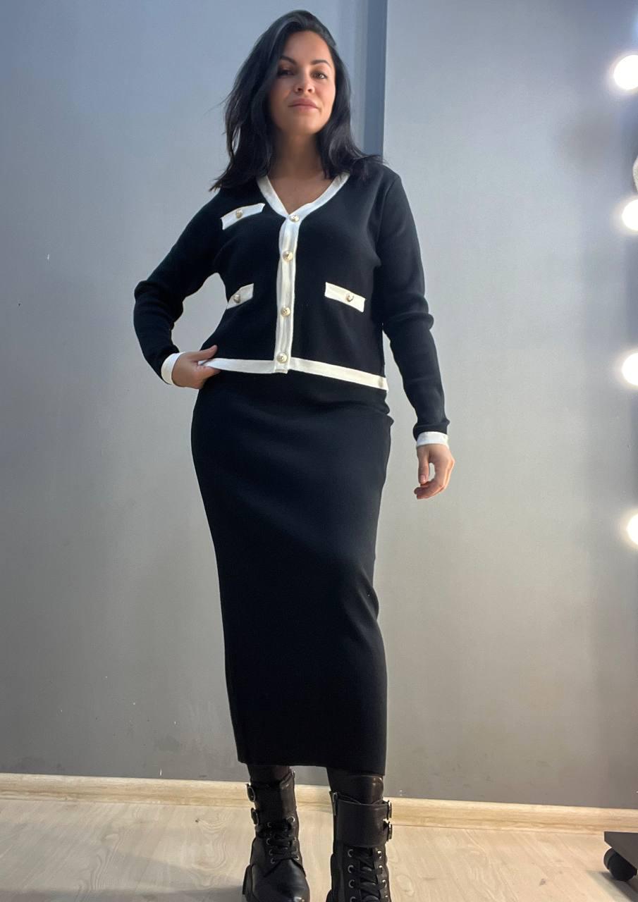 Костюм женский De Red 3167 кадиган с юбкой вязаный OS Черный (3137) - фото 3 Костюм женский De Red 3167 кадиган с юбкой вязаный OS Черный (3137) - фото 3