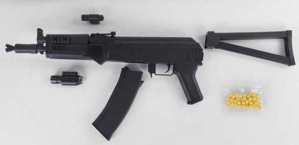 Автомат Калашникова АК-47 игрушечный пластиковый съемный приклад/фонарик/лазер (P.47A)