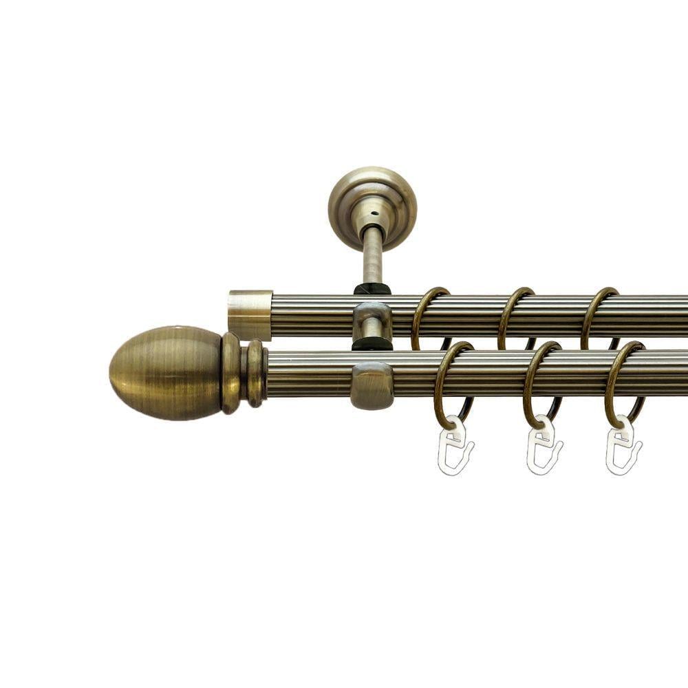 Карниз металлический Orvit Белуно двухрядный открытый/рифленая труба/кольцо металлическое Антик 19/19 мм 240 см (00-00022067)