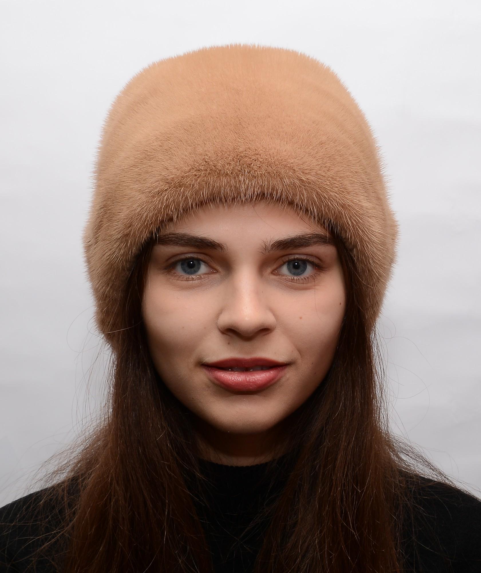 Женская кубанка Меховой стиль Коса из натурального цельного меха норки M-L Горчица M-L (067/J