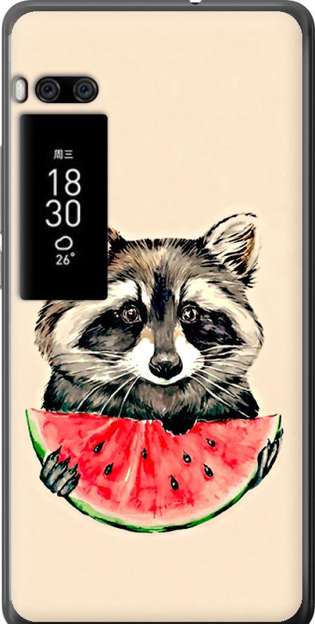 Чохол на Meizu Pro 7 Plus Єнотик з кавуном (4605t-1131-42517)