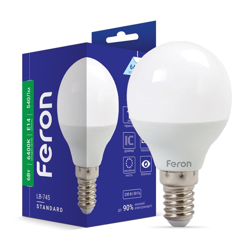 Светодиодная лампа Feron LB-745 6 Вт E14 6400K (14415)