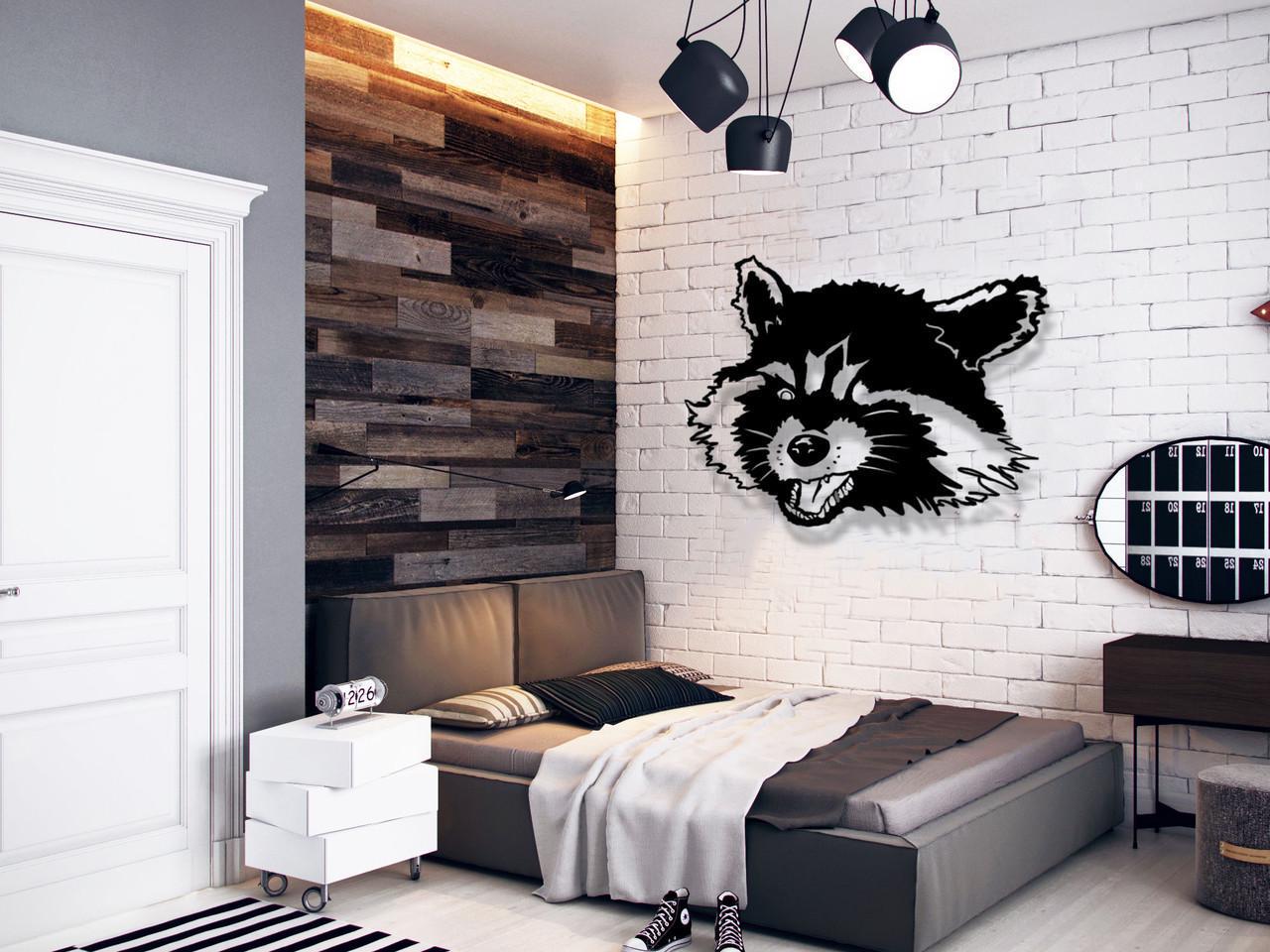 Панно деревянное Decart Raccoon декор для комнаты спальни офиса 112х89 см