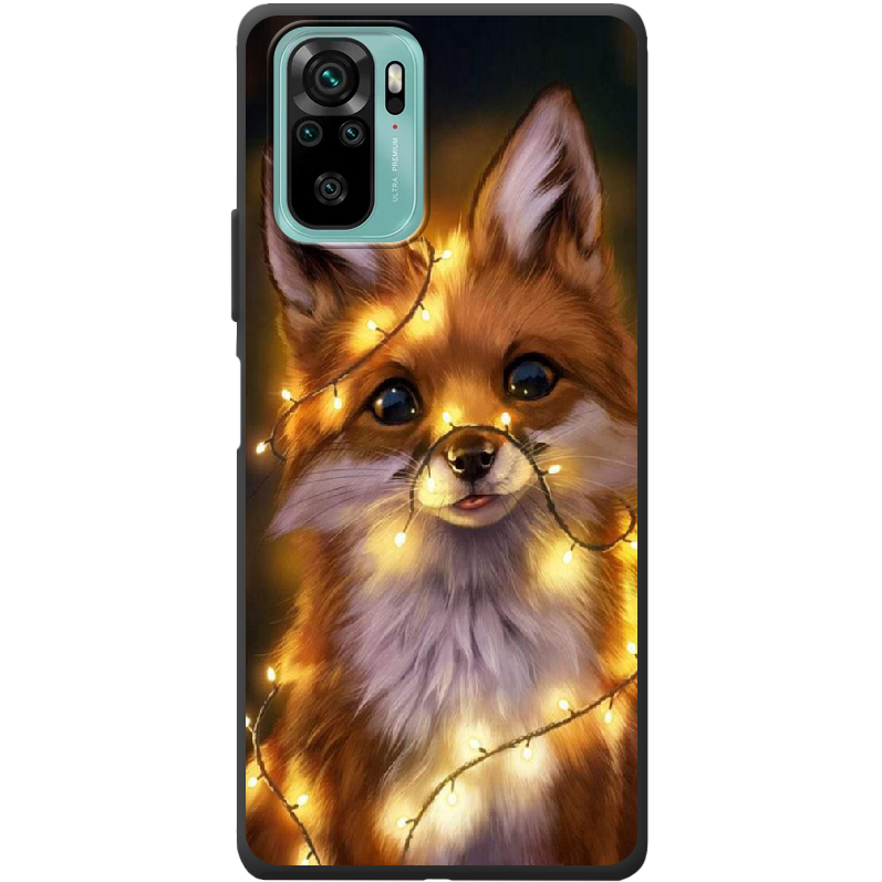 Чехол BoxFace Xiaomi Redmi Note 10 Рождественская лиса Черный силикон (42029-up2399-42362)