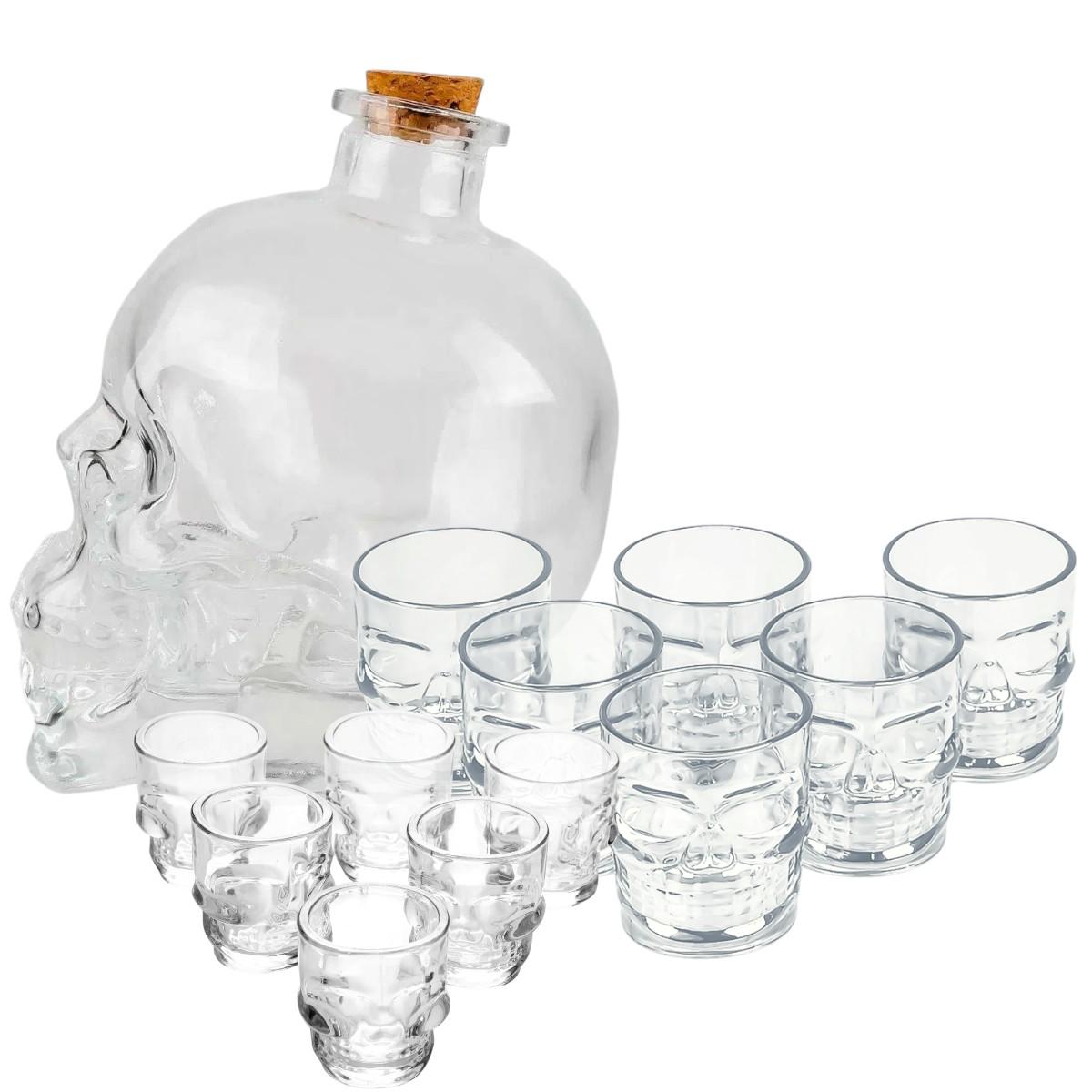Набір для напоїв графин склянки чарки High Quality Череп 13 предметів White