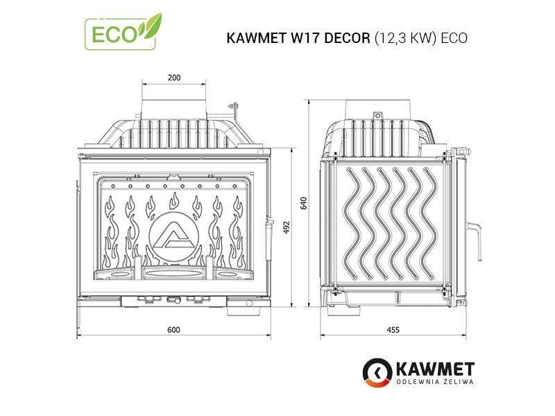 Печь-камин топка чугунная KAWMET W17 Dekor EKO 12,3 кВт - фото 8