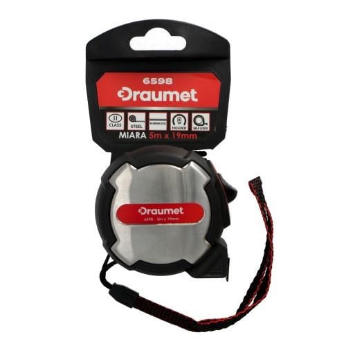 Рулетка Draumet 5 м х 25 мм металлический корпус ІІ класс точности (6599)