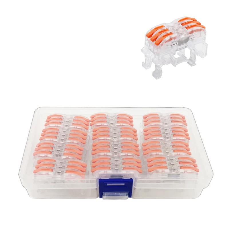 Набор клемм Tactix 0,08-4 мм2 32А 3х1-3х1 проходная одинарная на DIN-рейку 42,5х18х31,5 мм 12 шт. Оранжевый (K423T-12box)