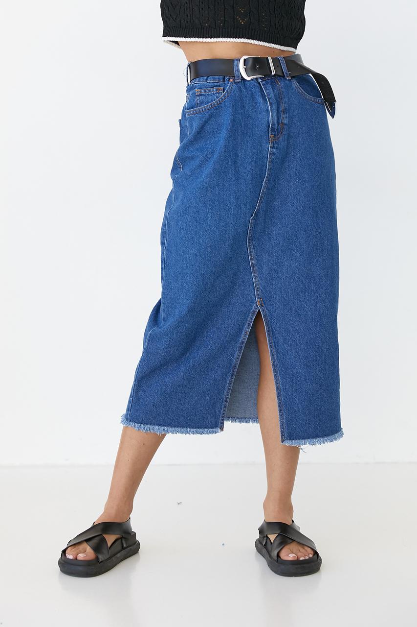 Юбка-миди с разрезом M Джинсовый (10161999)