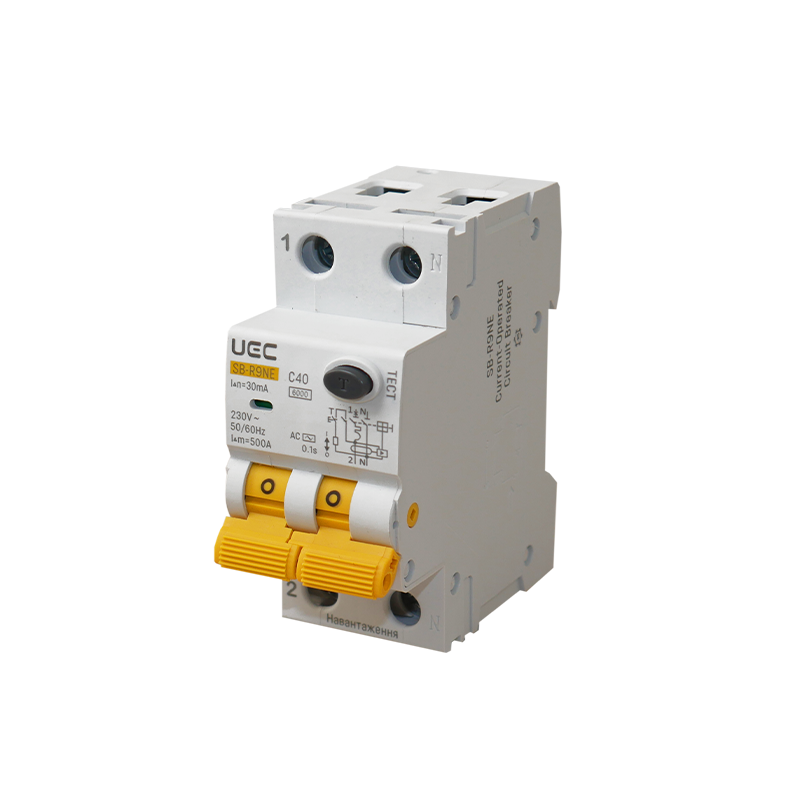 Дифференциальный выключатель UEC SB-R9NE 2P 40А 30мА 6кА тип АС (RCBO60-2-040-C-030-AC)