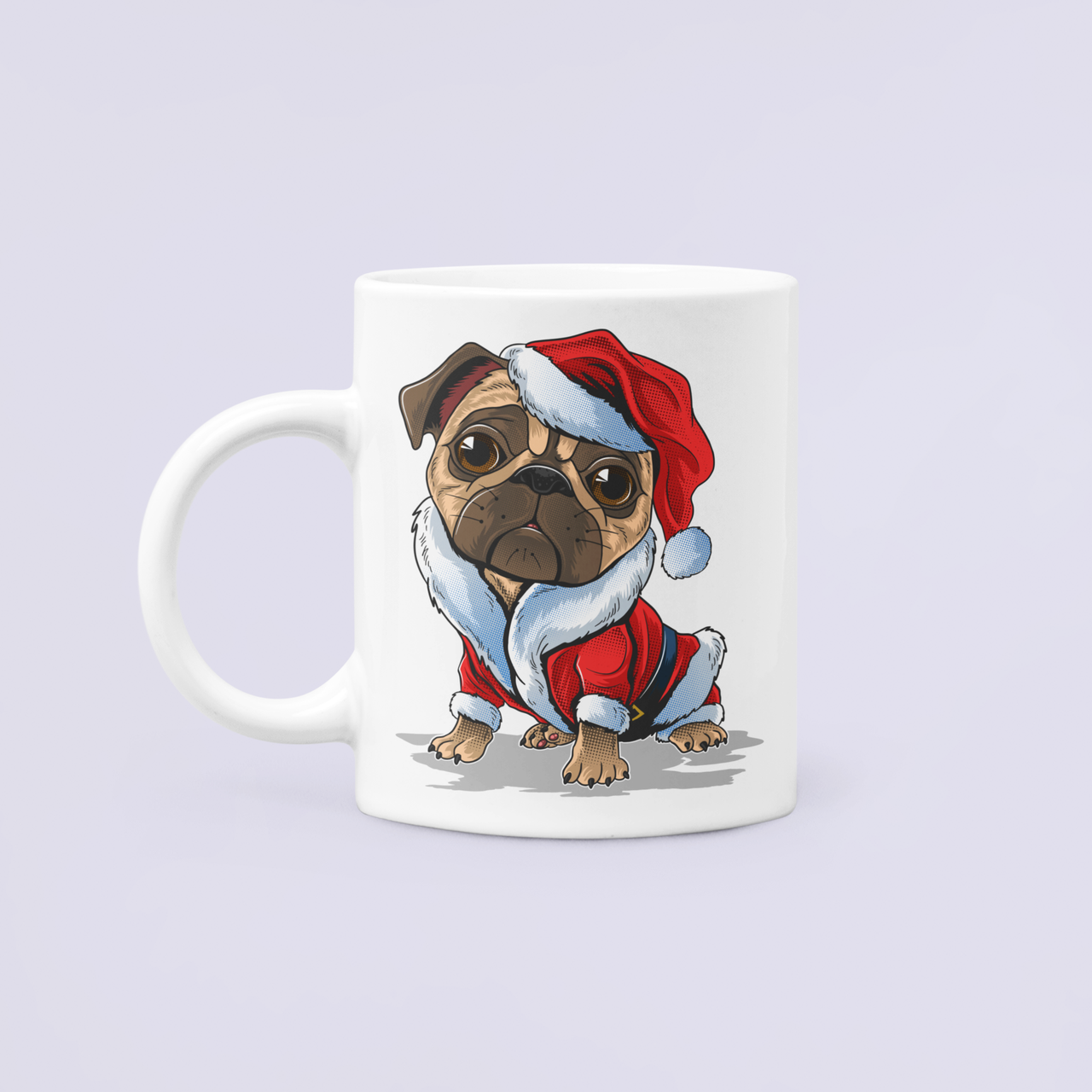 Чашка керамическая с принтом Бульдожок Санта 330 мл Белый (НГ120Ч)