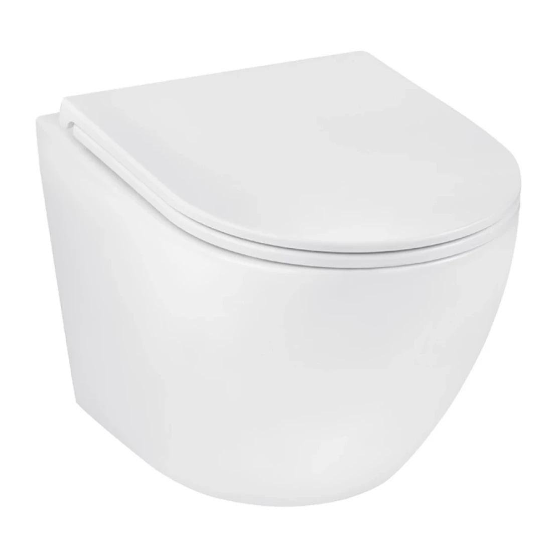 Унитаз подвесной Kroner Harz WHI493736 Rimless безобедочный с сиденьем Slim Duroplast 335х360 мм Белый (KH493736WHIR) Унитаз подвесной Kroner Harz WHI493736 Rimless безобедочный с сиденьем Slim Duroplast 335х360 мм Белый (KH493736WHIR)