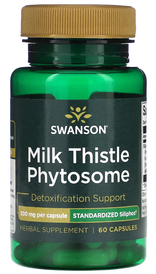 Добавка Фитосомы расторопши Swanson Milk Thistle Phytosome Standardized Siliphos 300 мг 60 капсул