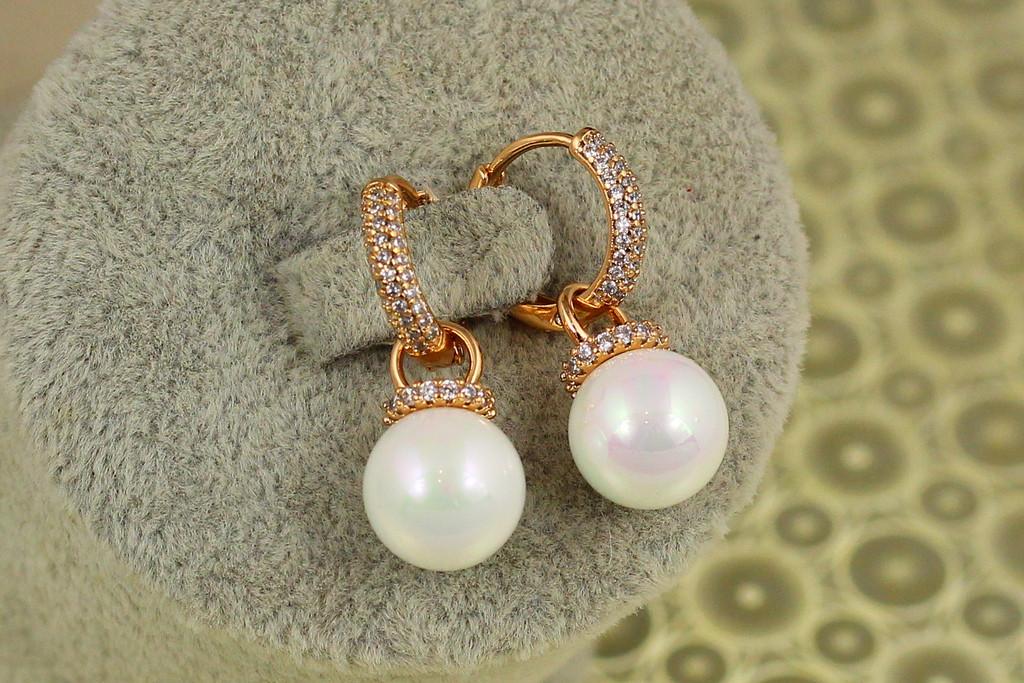 Серьги Xuping Jewelry подвески со съемной жемчужиной 2,6 см Золотистый (2574104271)