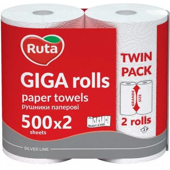 Бумажные полотенца Ruta GIGA Rolls 2 слоя 2 рулона (895848) - фото 1