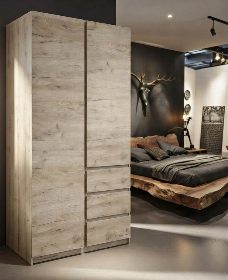 Шкаф Мастер Форм Брайт телескопические направляющие 1000х520х2000 мм Дуб крафт серый