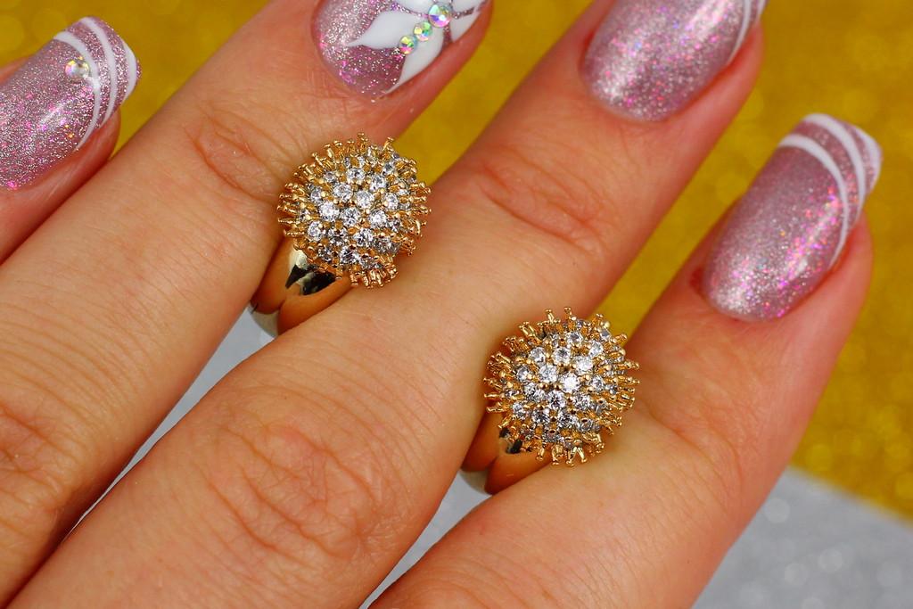 Серьги Xuping Jewelry Ежики с камнями 1,4 см Золотистый (1495896875)