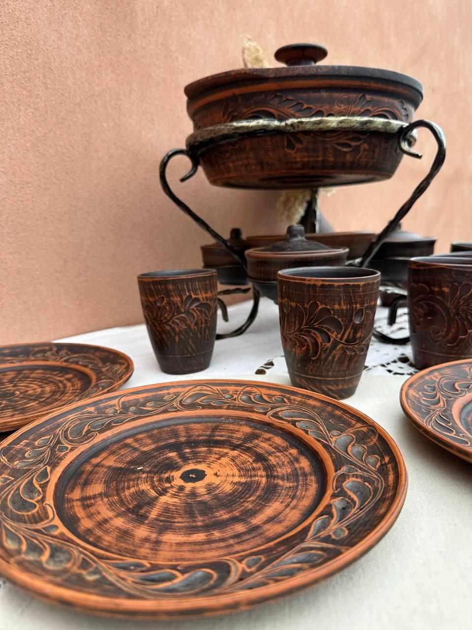 Набір посуду із червоної глини Жарівня з соусницями (2602814406) - фото 4