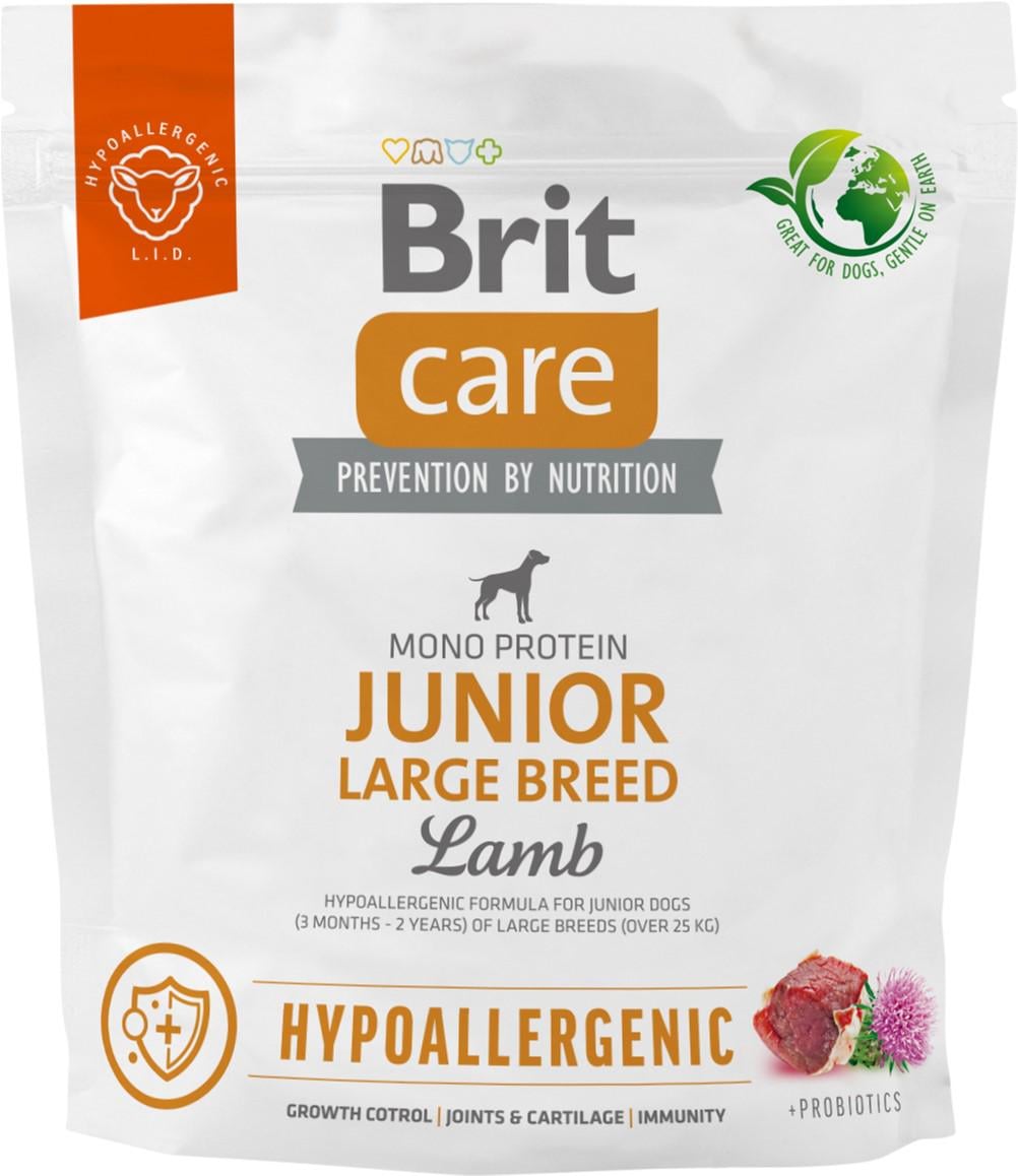 Корм для молодых собак больших пород Brit Care Dog Hypoallergenic Junior Large Breed с ягненком гипоаллергенный 1 кг (8595602559060) Корм для молодых собак больших пород Brit Care Dog Hypoallergenic Junior Large Breed с ягненком гипоаллергенный 1 кг (8595602559060)