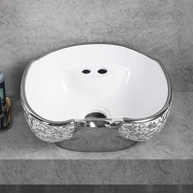 Раковина к парикмахерской мойке ДенІС professional Лилия Белая 013 керамическая Серебряный (1520593923) - фото 3 Раковина к парикмахерской мойке ДенІС professional Лилия Белая 013 керамическая Серебряный (1520593923) - фото 3