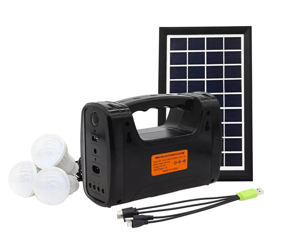 Фонарь LED Easy Power EP-351 с солнечной панелью/функцией повербанка и 3 лампочками Черный