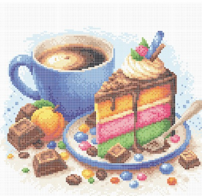 Схема для вышивки бисером Кофе с десертом ЗПН-043 (2726086599)