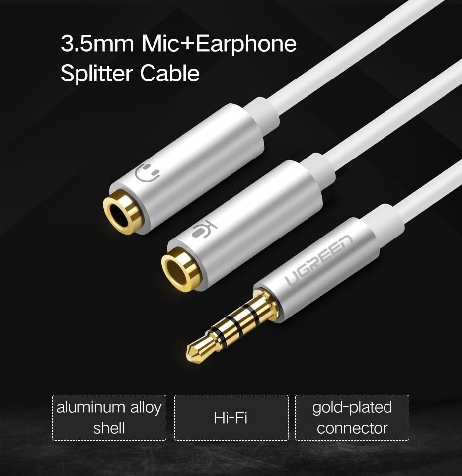 Розгалужувач для навушників та мікрофона Ugreen CTIA UG-30619 Сірий - фото 2