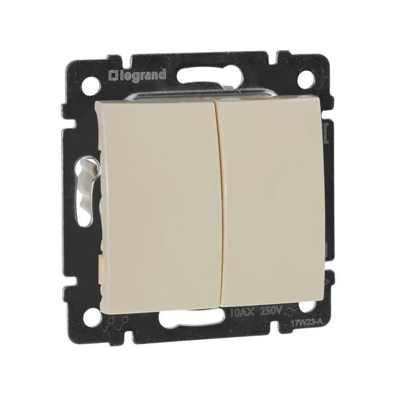 Выключатель двухклавишный Legrand Valena проходной Слоновая кость (774308)