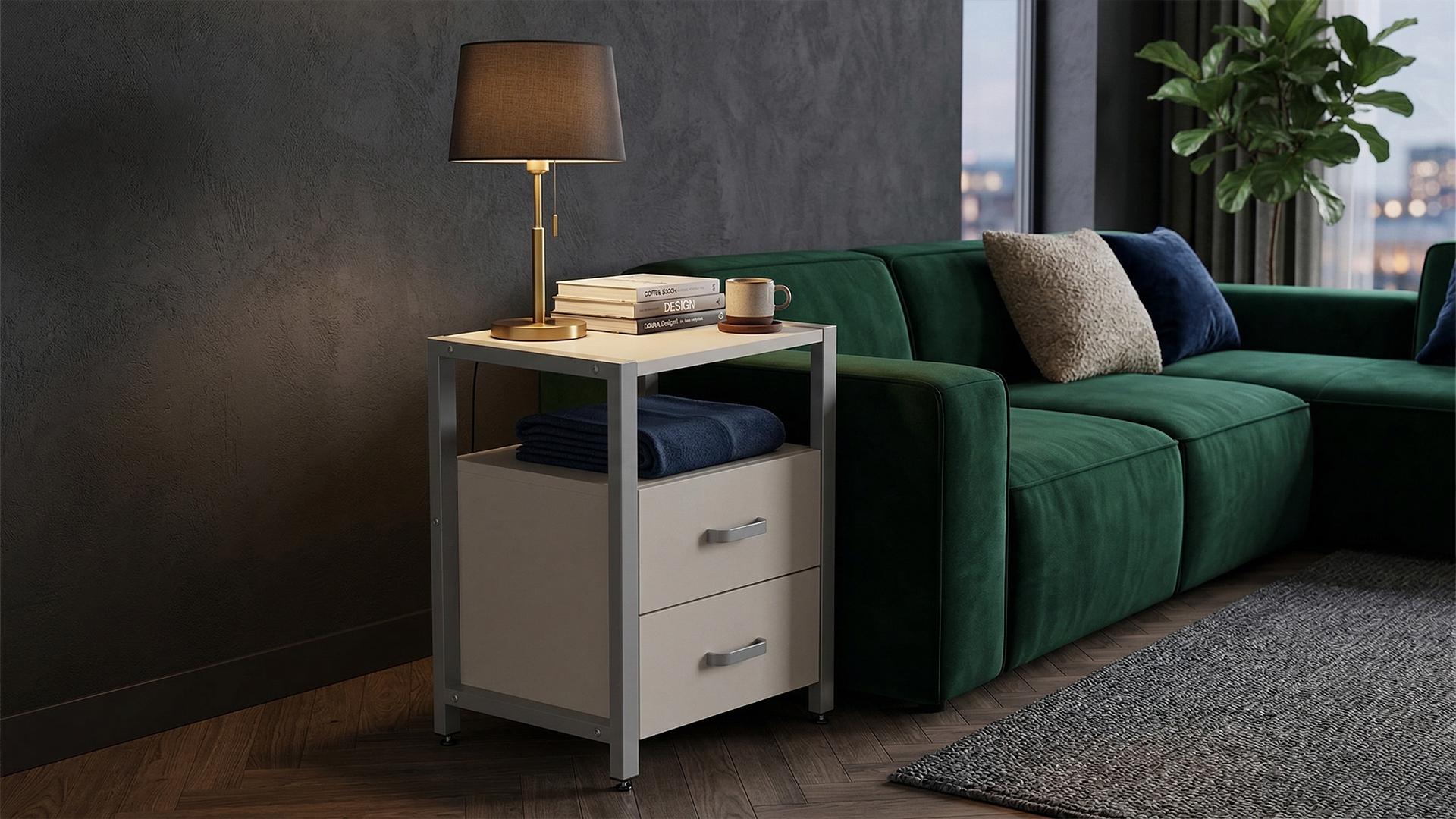 Тумба универсальная Ferrum-decor Вивьен ДСП 16 мм 2/2 50x41x40 см Серый/Кашемир (FRD-107772)