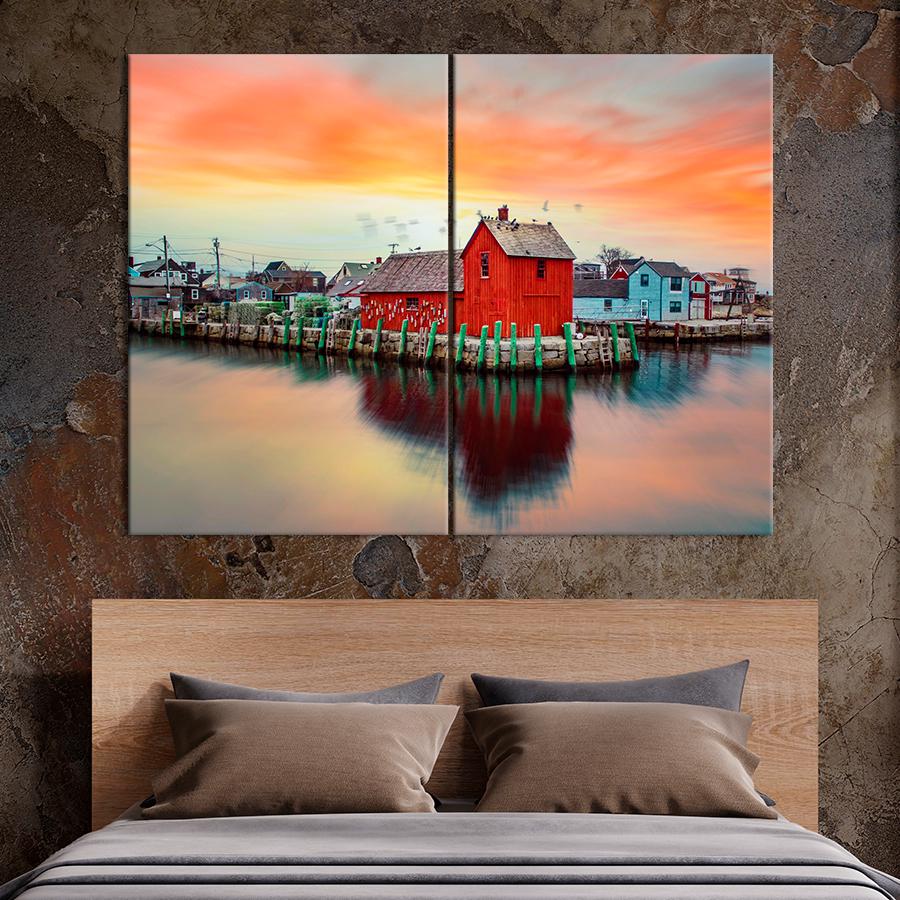 Настенний декор Закат над деревней Новой Шотландии 165x122 см (A599-2)