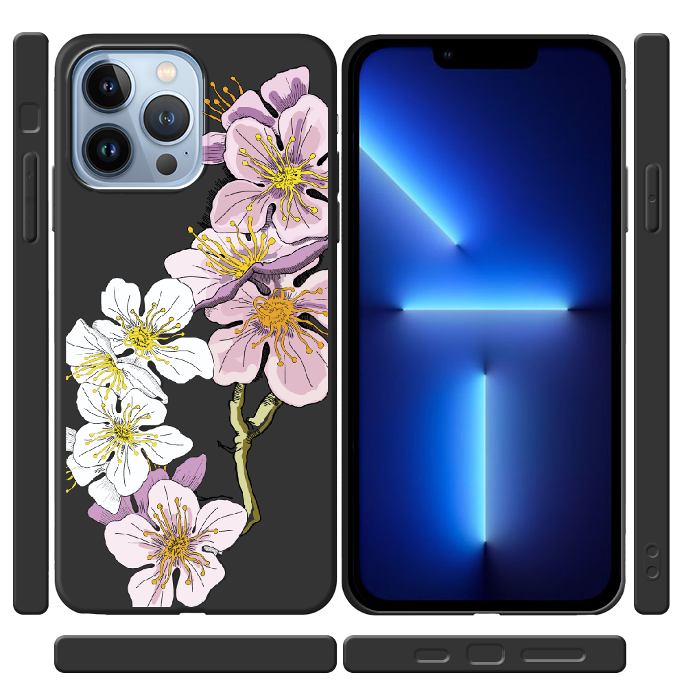 Чехол BoxFace iPhone 13 Pro Cherry Blossom Черный силикон (43365-cc4-43447) - фото 2