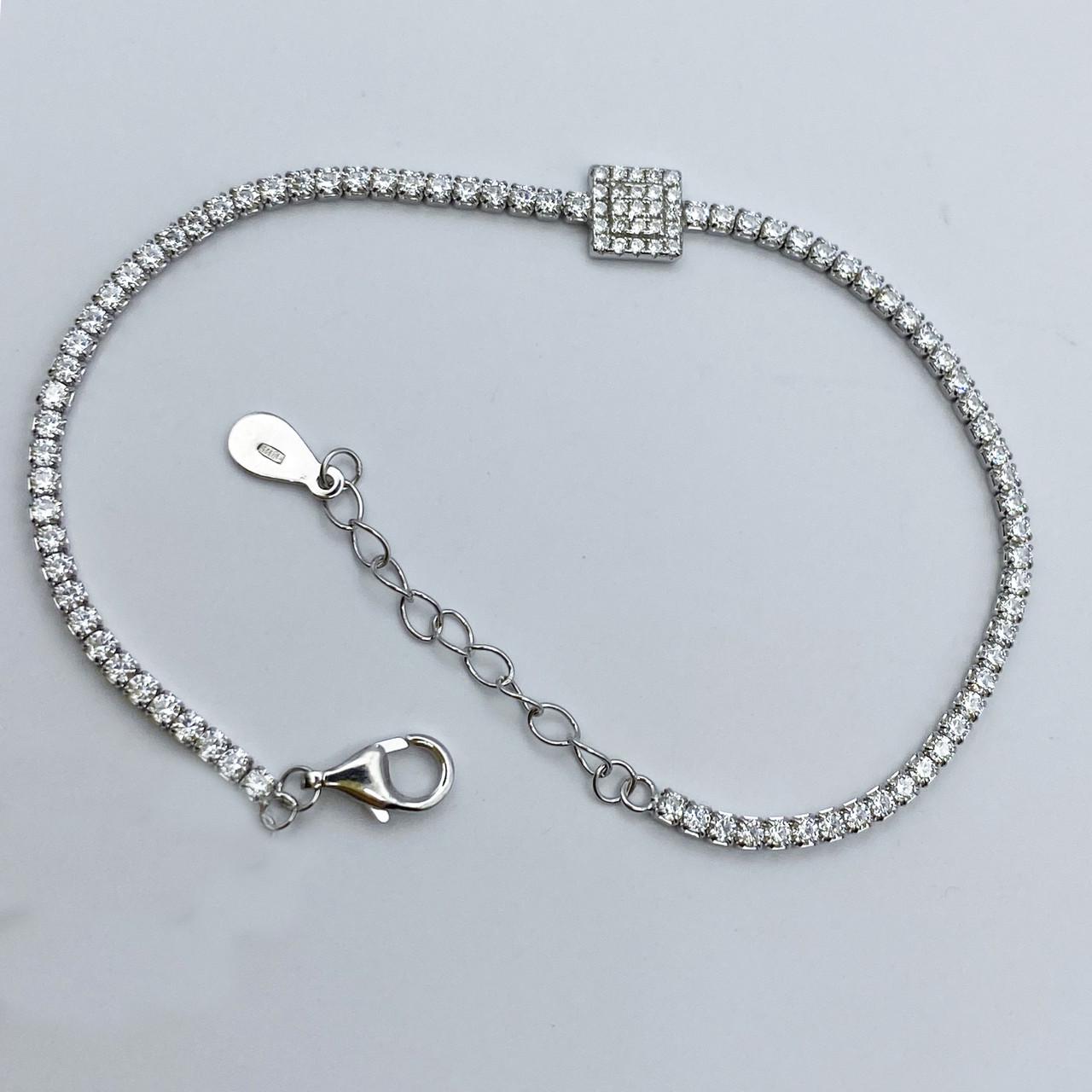 Браслет серебряный с белым кубическим цирконием р. 16-3 см 3,6 г