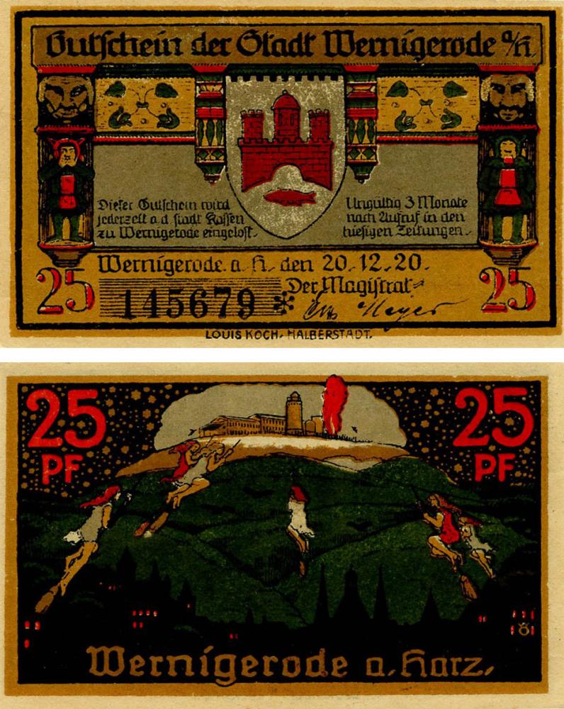 Коллекционная банкнота Германия Нотгельд 25 пфеннигов 1920 F-VF Хальберштадт Разновидность 2 (Б18549)