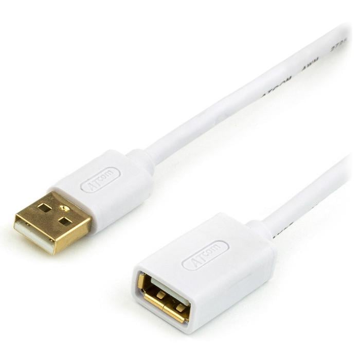 Кабель Atcom 13424 USB 2.0 AM AF 0,8 м White (26449940)