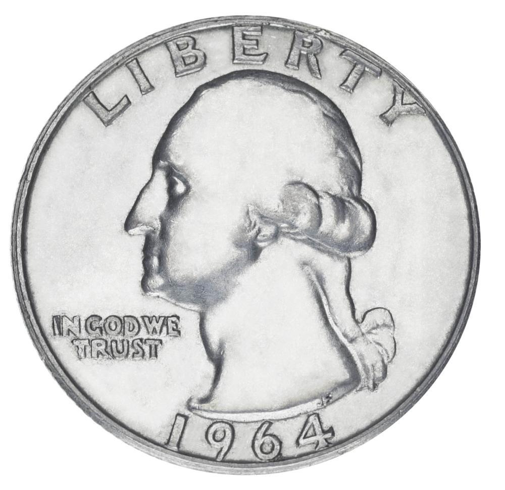 Коллекционная монета США 25 центов/квотер 1964 серебро F-VF 6,25 г (М19920)