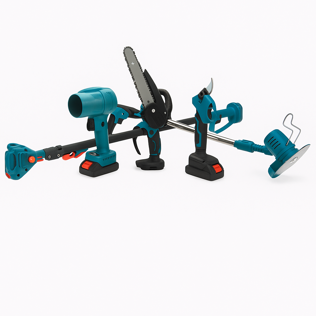 Набір садових інструментів акумуляторний універсальний 5в1 секатор/ланцюгова пилка 6"/повітродувка/тример/висоторіз (5IN13)