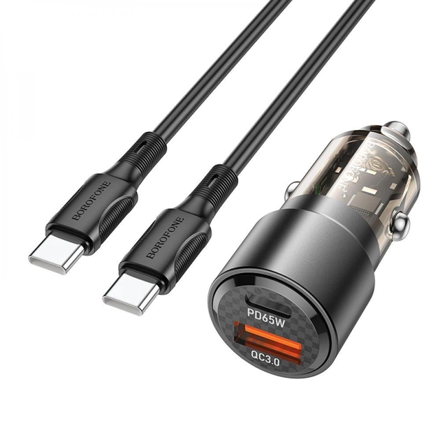 Зарядное устройство для телефонов Borofone BZ20A Smart 83W dual port PD65W+QC3.0 Transparent Black (26404)