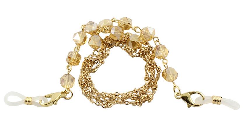 Цепочка для очков с декоративными камнями Золотой/Прозрачный (03297)