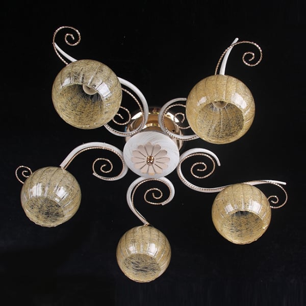 Люстра потолочная Flora с 5 золотистыми плафонами (ML004/5)