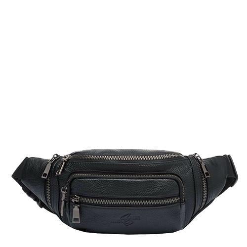 Поясна сумка чоловіча шкіряна 35x5x18см Чорний (6585)